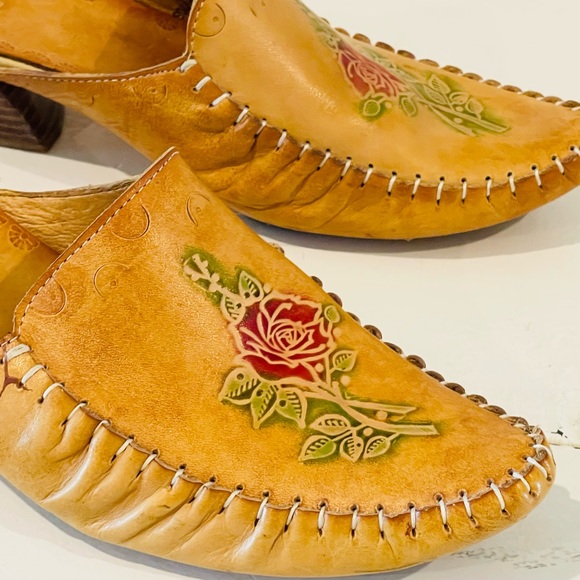 Miz Mooz Leather Floral Tooled Mules – Size 38 (US 7.5–8) - Picture 2 of 11
